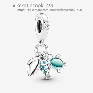 Pandora Fish, Sea Turtle & Conch Triple Dangle Charm